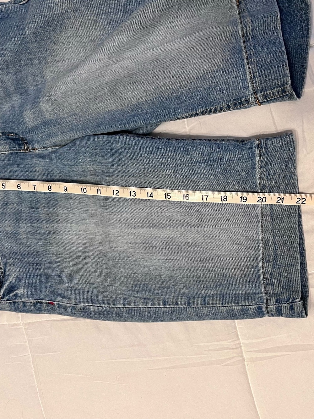 Tommy Hilfiger Light Blue Denim Shorts with Red Stitching - Picture 5 of 10
